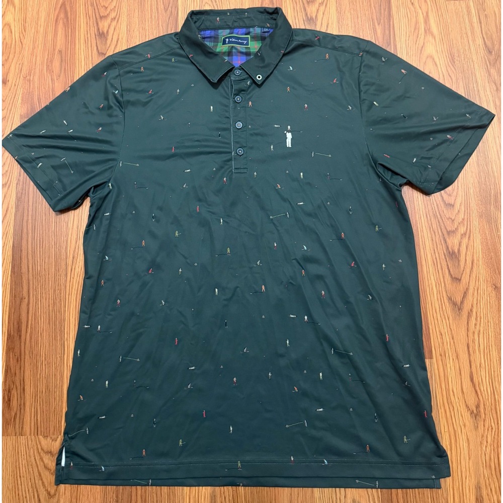 William Murray Polo Mens Large Golf Print Performance Polo Shirt Golfer